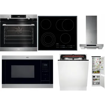 Set domácích spotřebičů AEG Mastery SteamBake BCK455350M + AEG Mastery DirectTouch HK654070FB + AEG Mastery DBB5660HM + AEG Mastery MSB2547D-M + AEG Mastery MaxiFlex FSB53927Z + AEG TSC6M181ES