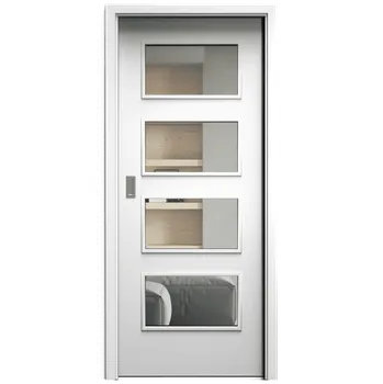 Interiérové dveře SAPELI SWING KOMFORT M49 - CPL LAMINÁT - POSUVNÉ DVEŘE VČ. ZÁRUBNĚ - Bílá perla Průchozí šířka (cm): 80, Průchozí výška (cm): 197, Typ skla: Čiré sklo