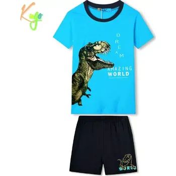 Chlapecké pyžamo Chlapecké letní pyžamo KUGO WT7307, tyrkysová / tm. modrá (pyžamo pro kluky s dinosaurem)