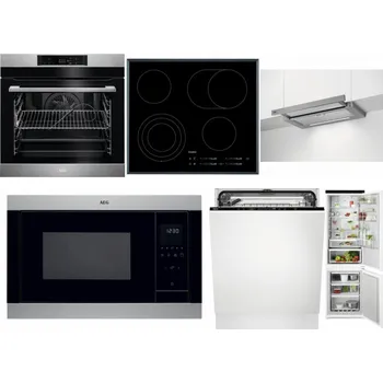 Set domácích spotřebičů AEG BPK742380M + AEG Mastery DirectTouch HK654070FB + AEG DPE5660M + AEG Mastery MSB2547D-M + AEG FSK73607Z + AEG TSC6M181ES