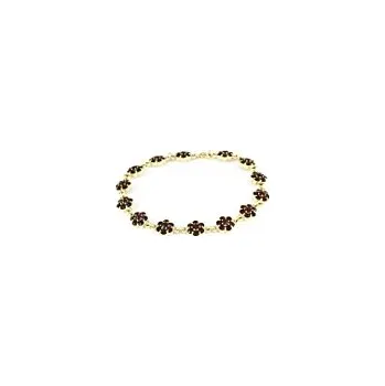 Náramek Český granát - náramek zlatý Květiny - 2 - délka 19cm