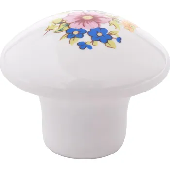 Nábytkové kování Walteco Nábytkový knopek Kytice, průměr 35mm, porcelán, bílý