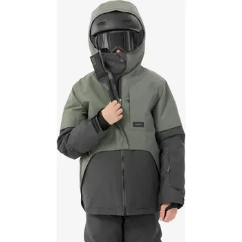 DREAMSCAPE Dětská snowboardová prodloužená bunda 500 14 LET KAŠTANOVÁ|ZELENÁ