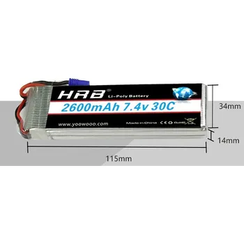 RC model HRB Lipo 2s baterie Hubsan H501S Baterie 7.4V 2600mah 30C EC2 RC Drone Akku Li-Polymer pro RC Quadcopter vrtulníkové letadlo