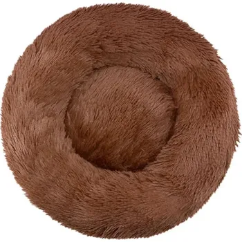 Pelíšek pro psa Nadýchaný pelíšek pro domácí mazlíčky - kulatý, jednobarevný (6 velikostí) Barva: 1 hnědá, Velikost: 50 cm