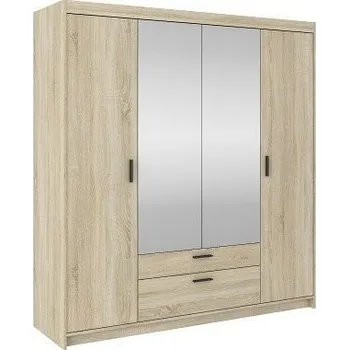 Šatní skříň Skříň Elina 4D se zrcadlem 176cm Dub sonoma