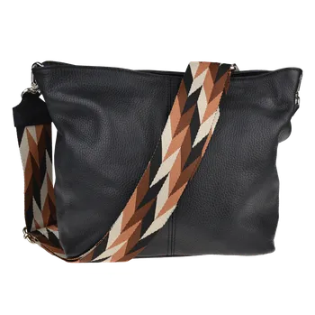 Kabelka NovaKabelka.cz Kožená italská crossbody kabelka Prisca Nera s přídavným popruhem II