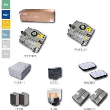 S-FAB2124 sada pohonů Nice, křídlo do 2,3 m - podzemní pohony Metro 24V, elektronika, přijímač, 2 x 3-kanál. vysílač se zpětnou vazbou, maják, fotobuňky; technologie BlueBus