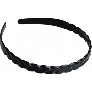Plastová čelenka černá lesklá - cop plný