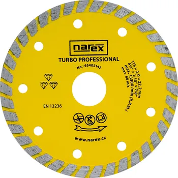 Řezný kotouč NAREX DIA 115 TP - Diamantový dělicí kotouč pro stavební materiály TURBO PROFESSIONAL
