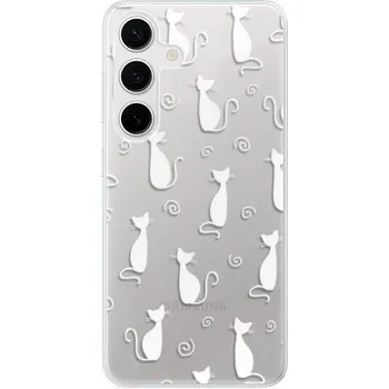 Pouzdro na mobilní telefon Odolné silikonové pouzdro iSaprio - Cat pattern 05 - white - Samsung Galaxy S24