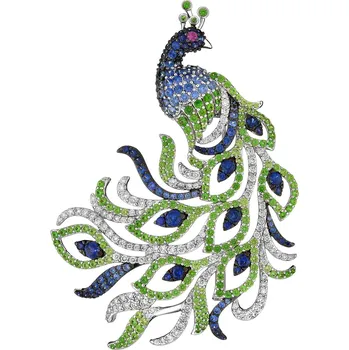 Brož Brož z bílého zlata s brilianty, drahokamy a ozdobnými kameny - ryzost 750 - 220.689