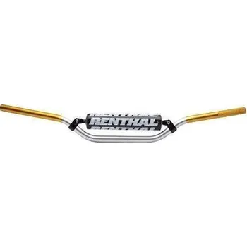 RENTHAL řídítka 7/8 CALA 22mm MX HANDLEBAR SILVER/GOLD RC PADDED, barva stříbrná/žlutá s hrazdou HONDA CRF250R rok 04-23