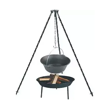 Kempingové nádobí Souprava trojnožka 1 m + litinový kotlík 7,2 litru, ohniště (trojnožka 1 m, gulášový litinový kotlík 7,2 l a ohniště - rozdělání ohně na jakémkoli povrchu )