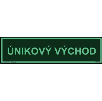 Únikový východ - Nápis Samolepka 300 x 75 mm tl. 0.4 mm - fotoluminiscenční - Kód: 10160
