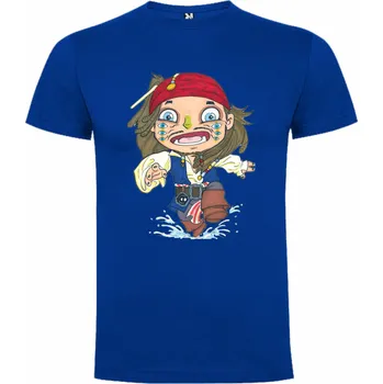 Dětské tričko Jack Sparrow Cartoon Barva: Středně modrá/Royal/Královsky modrá, Velikost: 134/140 - 9/10let