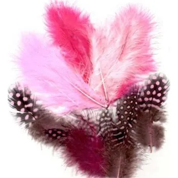 Peří kropenaté + vínové mix 18ks