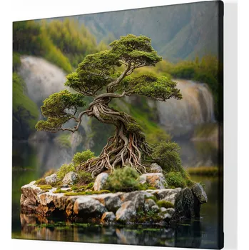 Obraz Obraz na plátně - Strom života Ostrovní Bonsai FeelHappy.cz Velikost obrazu (šířka x výška): 40 x 40 cm