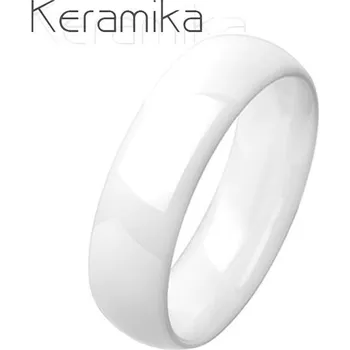 Prsten NUBIS® KM1013-6 Pánský keramický prsten bílý, šíře 6 mm - velikost 63 - KM1013-6-63