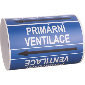 Páska na značení potrubí Signus M25 - PRIMÁRNÍ VENTILACE Samolepka 100 X 77 mm, délka 1,5 m, Kód: 25819