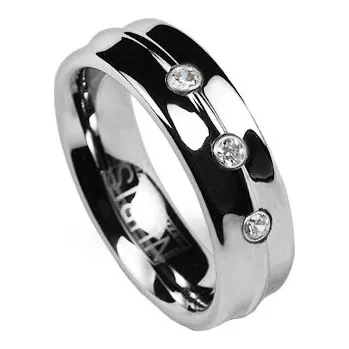 Prsten NUBIS® NWF1023 Dámský snubní prsten wolfram se zirkony - velikost 50 - NWF1023-Zr3-50