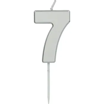Dortová svíčka Dortová svíčka malá 7 - stříbrná, 5 cm