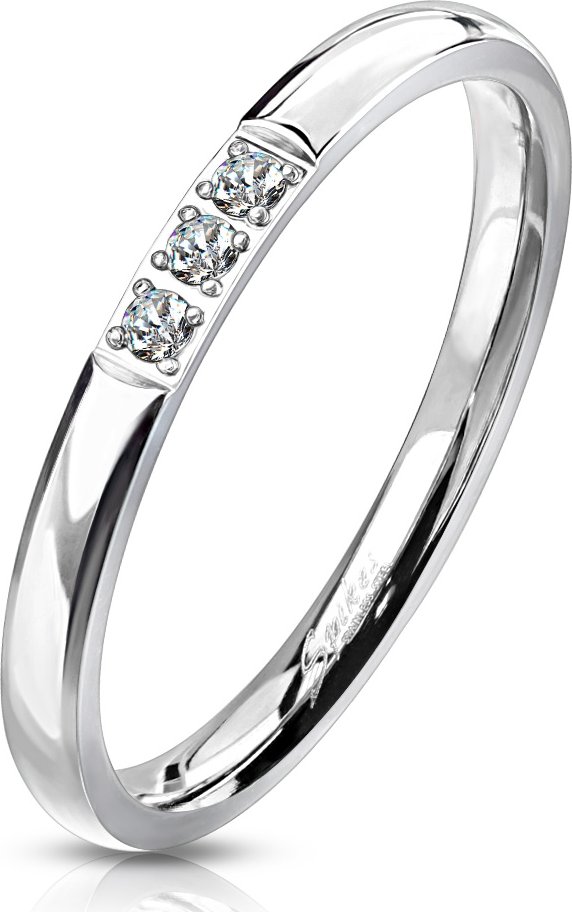 Šperky4U Ocelový prsten se zirkony - velikost 52 - OPR1774-52