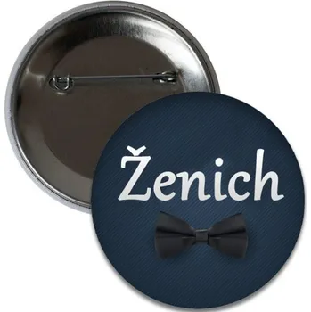 Party dekorace Placka Ženich - Modrá 6 cm