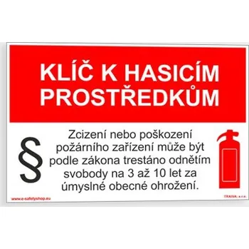 Klíč k hasicím prostředkům hasicím přístrojům Plast 150 x 100 mm tl. 0.5 mm - Kód: 15519