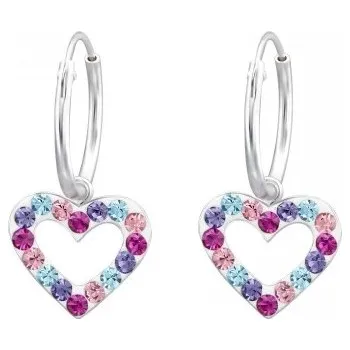 Náušnice Dětské stříbrné náušnice kroužky se srdíčkem Multi Ag 925/1000