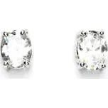 Zlaté náušnice, bílé i žluté zlato, přírodní křišťál 8x6 mm - NŠ 1245