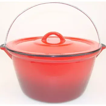 Outdoor vaření Kotlík na guláš litinový smalt 7,2 l červený s poklicí 7.2 l