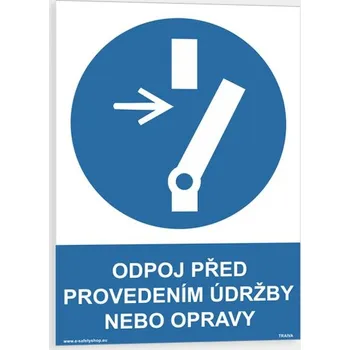 Odpoj před provedením údržby nebo opravy Plast 210 x 297 mm (A4) tl. 0.5 mm - Kód: 13309