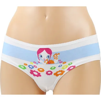 Dámské spodní prádlo Dámské kalhotky Zaffe ZD-001-B-RIO Barva: Bílá s modrým potiskem, Velikost: M