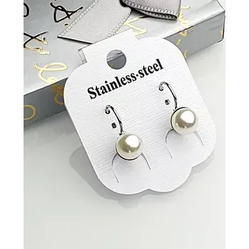 Náušnice Dámské ocelové náušnice - francouzský háček - bílá perla