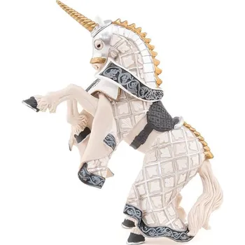 Figurka PAPO Kůň Rytíře Jednoroha stříbrný