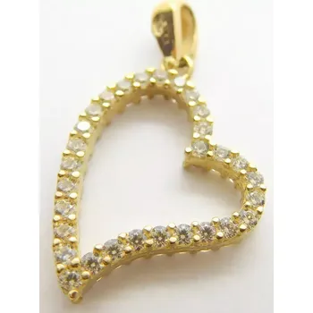 Přívěsek Klenoty Budín Dámský zlatý přívěsek se zirkony velké srdíčko 585/1,28gr H335 (Klenoty Budín Dámský zlatý přívěsek se zirkony velké srdíčko 585/1,28gr H335)