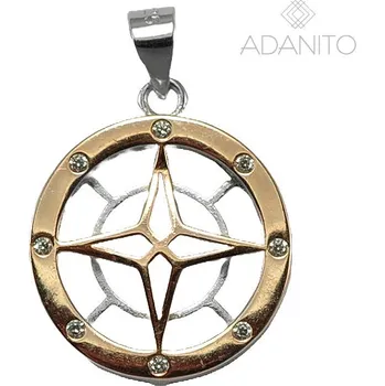 Přívěsek Stříbrný rose gold přívěsek kompas se zirkony