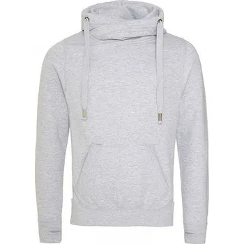 Pánská mikina Just Hoods Robustní unisex mikina klokanka bez zipu se zkříženým límcem Barva: šedá melír, Velikost: L JH021