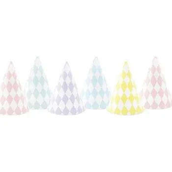 Party dekorace Papírové čepičky pastelové 6 ks