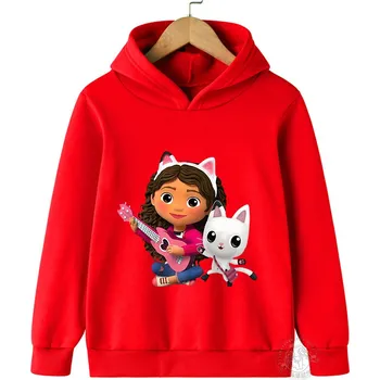 Chlapecký svetr Gabby's Dollhouse Dětská mikina s potiskem na motivy oblíbeného seriálu "Gabby's Dollhouse" (bílá, černá, červená) Barva: Červená 1, Velikost: 150