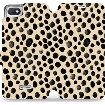 Pouzdro na mobilní telefon Flipové pouzdro Mobiwear - Xiaomi Redmi 6A - VA50S Černé puntíky (Knížkové flip pouzdro, obal, kryt na mobil Xiaomi Redmi 6A - VA50S Černé puntíky, materiál Umělá kůže + TPU - ochrana 360°, stojánek, silikonová vanička, magnetické zavírání)