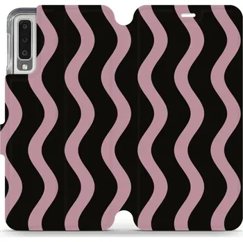 Pouzdro na mobilní telefon Flipové pouzdro Mobiwear - Samsung Galaxy A7 2018 - VA54S Fialové vlnky (Knížkové flip pouzdro, obal, kryt na mobil Samsung Galaxy A7 2018 - VA54S Fialové vlnky, materiál Umělá kůže + TPU - ochrana 360°, stojánek, silikonová vanička, magnetické zavírání)