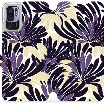 Pouzdro na mobilní telefon Flipové pouzdro Mobiwear - Xiaomi Redmi Note 10 5G - VA47S Fialová flóra (Knížkové flip pouzdro, obal, kryt na mobil Xiaomi Redmi Note 10 5G - VA47S Fialová flóra, materiál Umělá kůže + TPU - ochrana 360°, stojánek, silikonová vanička, magnetické zavírání