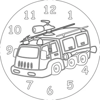 Hodiny Radost v písku Hodiny hasičské auto - Barevné pískování obrázků