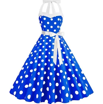 Dámské šaty Barevné retro šaty JW920 Velikost: XL, Barva (Varianta): Modrá