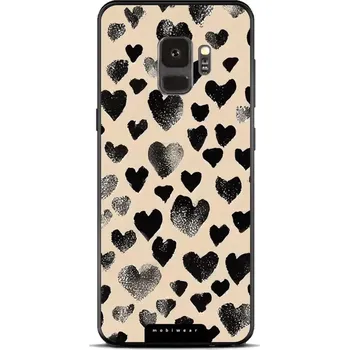 Pouzdro na mobilní telefon Lesklý kryt Mobiwear Glossy - Samsung Galaxy S9 - GA51G Černá srdíčka (Prémiové lesklé pouzdro, obal, kryt Mobiwear Glossy na mobil Samsung Galaxy S9 - GA51G Černá srdíčka, materiál Plast + TPU silikon - krytí po všech stranách, neošoupatelný potisk, tenk