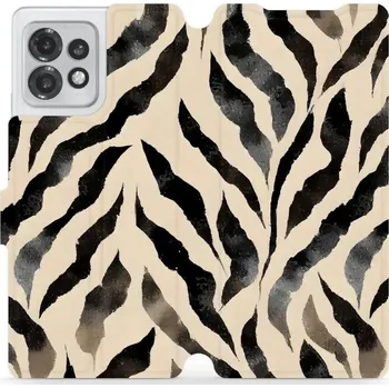 Pouzdro na mobilní telefon Flipové pouzdro Mobiwear - Motorola Edge 40 Pro - VA53S Zebří (Knížkové flip pouzdro, obal, kryt na mobil Motorola Edge 40 Pro - VA53S Zebří, materiál Umělá kůže + TPU - ochrana 360°, stojánek, silikonová vanička, magnetické zavírání)