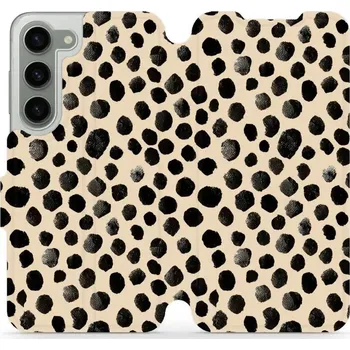 Pouzdro na mobilní telefon Flipové pouzdro Mobiwear - Samsung Galaxy S23 - VA50S Černé puntíky (Knížkové flip pouzdro, obal, kryt na mobil Samsung Galaxy S23 - VA50S Černé puntíky, materiál Umělá kůže + TPU - ochrana 360°, stojánek, silikonová vanička, magnetické zavírání)