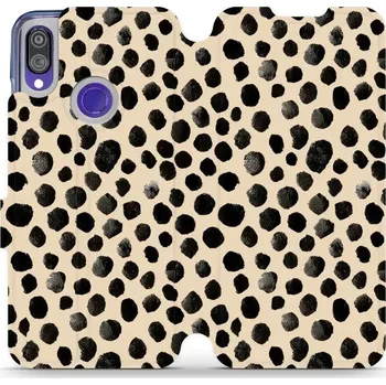 Pouzdro na mobilní telefon Flipové pouzdro Mobiwear - Xiaomi Redmi Note 7 - VA50S Černé puntíky (Knížkové flip pouzdro, obal, kryt na mobil Xiaomi Redmi Note 7 - VA50S Černé puntíky, materiál Umělá kůže + TPU - ochrana 360°, stojánek, silikonová vanička, magnetické zavírání)